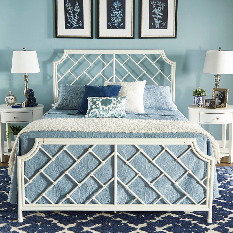 Queen Brinley Geometric Mosaic Metal Bed White - Inspire Q, 6 of 11