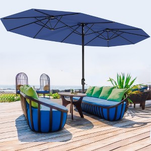 13FT Outdoor Umbrellas for Patio, Double-Sided Rectangular Patio Umbrella with Fade Resistant Canopy for Deck Pool Garden Backyard - 1 of 4