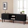 Stylish TV Stand with Vertical Striped Doors, Sliding Door Design,Space-Saving TV Console or Side Cabinet, Solid Wood Legs,Max TV Size 70-79" - 2 of 4