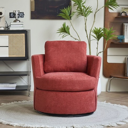 Swivel Accent Chair, Upholstered Round Barrel Chair, No Noise 360 ...