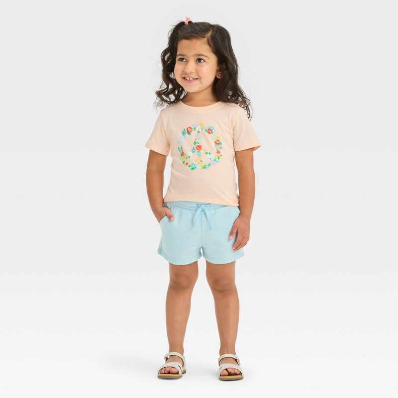 Toddler Girls' Peace Sign Short Sleeve T-Shirt - Cat & Jack™ Peach, 4 of 8