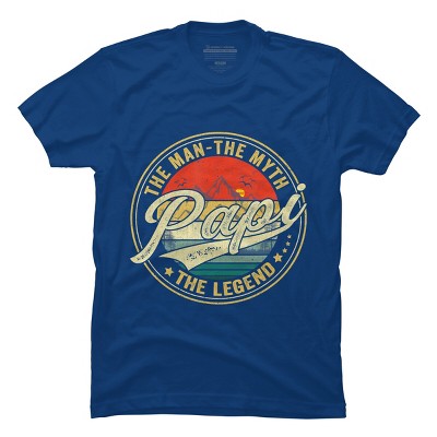 Men's Design By Humans Vintage Sunset Papi, The Man, Myth, Legend By COVI T-Shirt