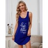 Women's Letter Print Slip Dress U Neck Back Lace Up Sleeveless Fixed Straps Summer Mini Dress - 2 of 4