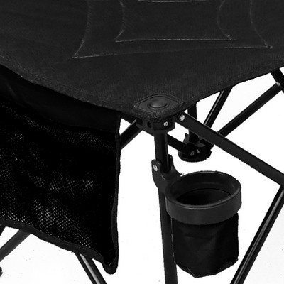 Black 4-Seat Portable Folding Team Bench with Cupholders