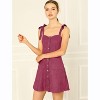 Allegra K Women's Strap Button Down Faux Suede A-Line Mini Overall Dress - 3 of 4