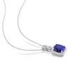 EVERLY JEWELRY | Sterling Silver 6 2/5 CT TGW Cushion Cut Simulated Tanzanite and Created White Sapphire Halo Pendant with Chain, 18 inc - 4 of 4