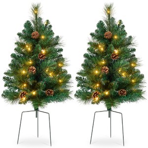 Best Choice Products Set of 2 24.5in Outdoor Pathway Christmas Trees Decor w/ LED Lights - 1 of 4