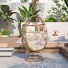 Christopher Knight Home Odilon Patio Iron and Rattan Swivel Egg Chair, Beige/Brown - 2 of 4