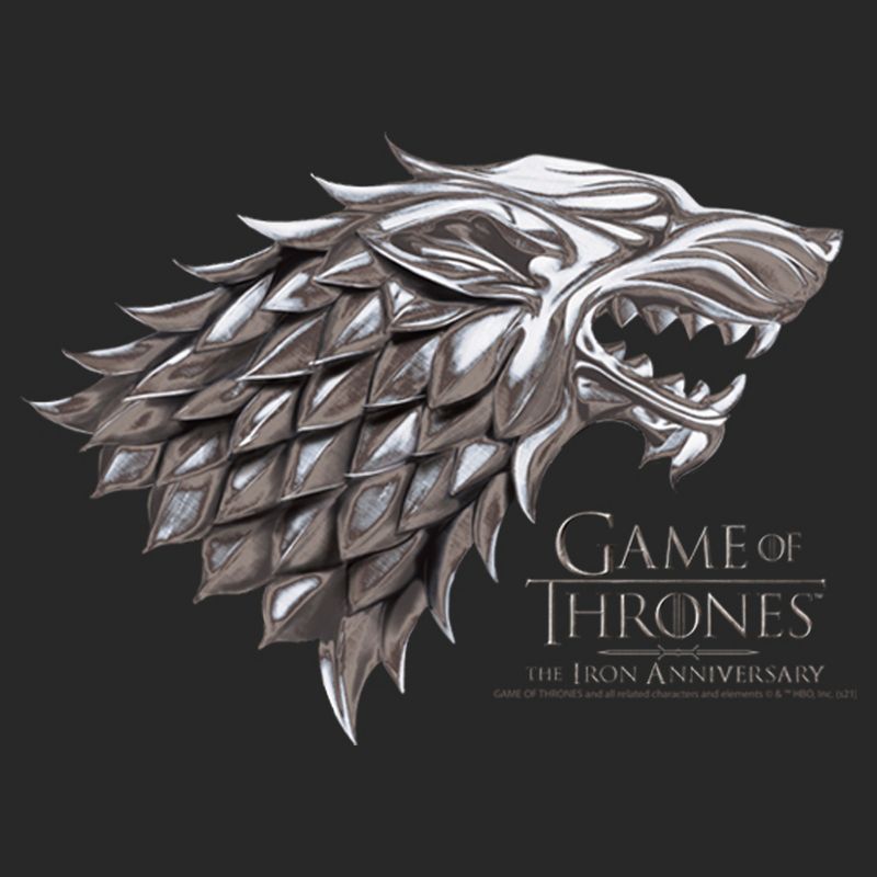 Women's Game of Thrones Iron Anniversary Stark Metal Direwolf Crest T-Shirt, 2 of 5