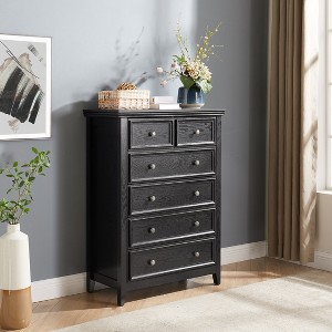 Racxily 6-Drawer Dresser, Farmhouse Storage Cabinet for Living Room & Closet. - 1 of 4