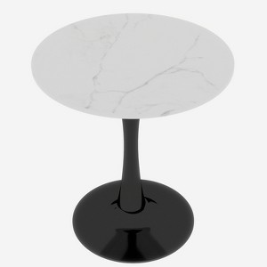ChicFurnit Coffee Table Round Marble Top Mid Century Modern Style for Living Room or Dining, White, 27.56"*27.56"*28.35" - 1 of 4