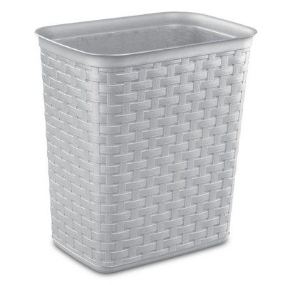 Sterilite 3.4 Gallon Weave Wastebasket, Small, Decorative Trash Can for the Bathroom, Bedroom, Dorm Room, or Office, Gray, 6-Pack