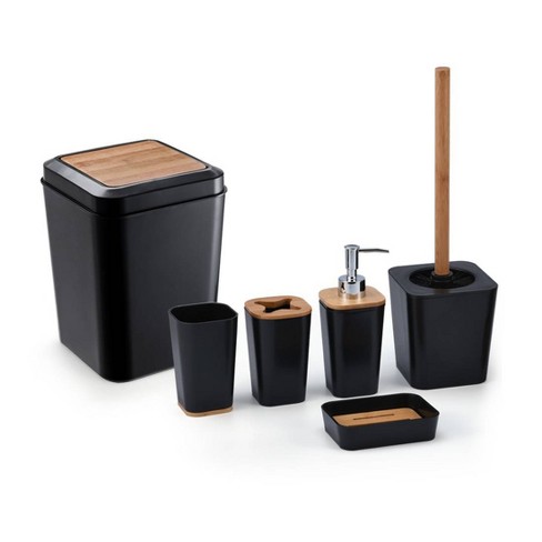 6pc Adina Bath Accessory Set Black - Kralix : Target