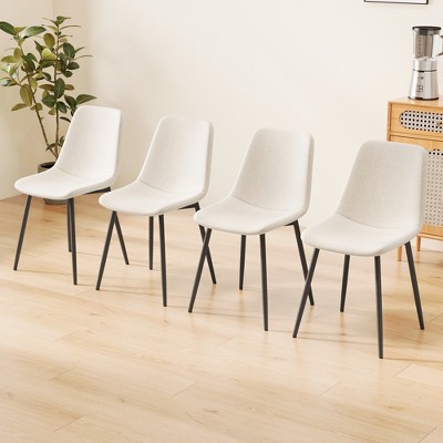 MAYEERTY Modern Kitchen, Linen Padded Seats and Study Black Metal Leg Design Dining Chairs Set of 4