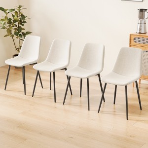 MAYEERTY Modern Kitchen, Linen Padded Seats and Study Black Metal Leg Design Dining Chairs Set of 4 - 1 of 4