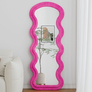 NicBex Flannel Full Length Wall Mirror for Bedroom,Wave Floor Mirror with Stand,Full Body Mirror for Living Room,Cloakroom - 1 of 4