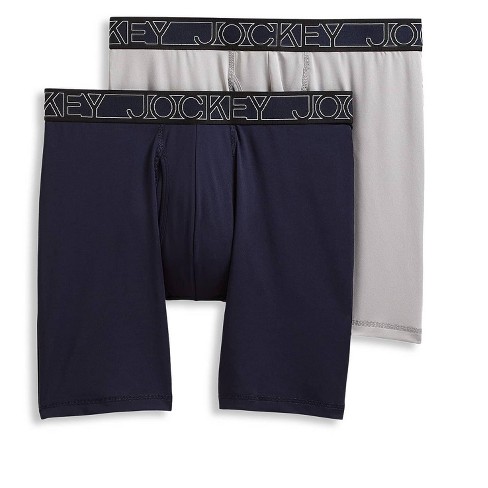 Jockey Men s Big Man Active Microfiber 9 Long Leg Boxer Brief 2 Pack 4xl True Navy quartz Grey Target