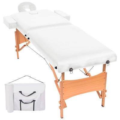 vidaXL 2-Zone Folding Massage Table 3.9 in. Thick White