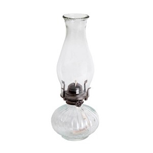 Lehman's Rayo Ellipse Oil Lamp, Indoor Non-Electric Lighting for Everyday or Emergencies, Clear Glass Font and Chimney, Silver-Plated Burner, 13 inch - 1 of 4