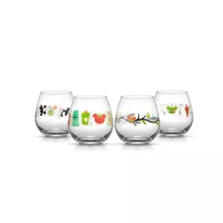 Disney Mickey Mouse Joy O Joy Stemless Wine Glass - 15 oz - Set of 4