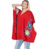 HAPPY BAY Women's Beachwear Swimsuit Coverups for Women Summer Swim Beach Dress Cover Ups for Swimwear Women Loose Party Bathing Suit 1X-2X Red Floral - 3 of 3