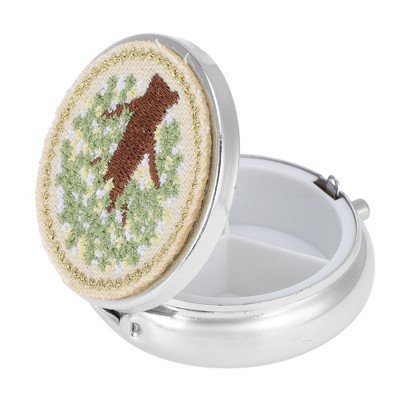 Unique Bargains Tree Pattern Pill Box Silver Tone Assorted Color 1 Pc ...