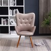 XINGHANZHENXUAN Contemporary Silky Velvet Tufted Button Back Accent Chair, Solid Wood Frame for Living Room, Bedroom - 2 of 4