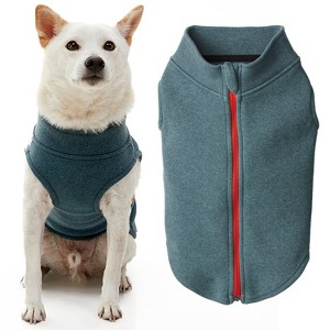 Gooby Zip Up Microfiber Fleece Dog Sweater Turquoise, Small - 1 of 1