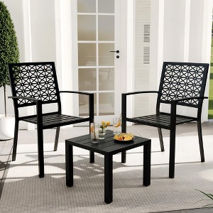 Garvee 3 Pieces Patio Furniture Set, Metal Outdoor Furniture with 2 Chairs and Coffee Table, Modern Bistro Set for Garden, Balcony, Porch - 1 of 4