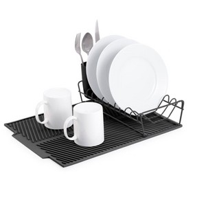 Trio Essentials 3-Piece Kitchen Counter Dish Drying Rack with Utensil Holder, Silicone Drying Mat,  Space-Saving Countertop Rack - 1 of 4