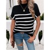 Women's Cap Sleeve Pullover Sweater Stripe Crew Neck Lightweight Ribbed Knit Summer Casual Tops - 4 of 4