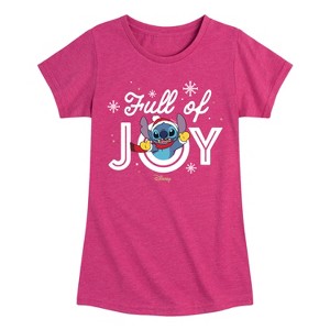 Girls' - Lilo and Stitch - Full Of Joy Christmas Fitted Short Sleeve Graphic T-Shirt - 1 of 4