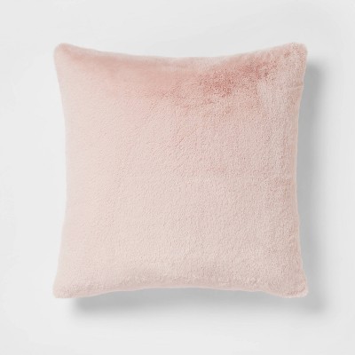 Blush pink faux fur hot sale pillow