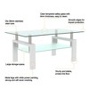 QingMoon Rectangle Glass Coffee Table, 2-Tier Clear Side Table, Modern Center Table with Metal Legs and Large Storage Space for Home, Office - 3 of 4