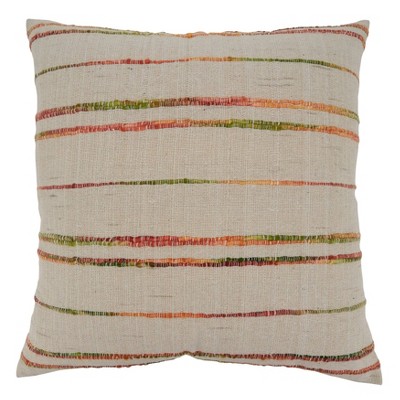 22"x22" Oversize Woven Line Design Poly Filled Square Throw Pillow - Saro Lifestyle: Cotton Fabric, Indoor Decor, Zippered