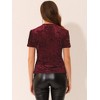 INSPIRE CHIC Women's Sequin Velvet Crew Neck Short Sleeve T-shirt - 3 of 4