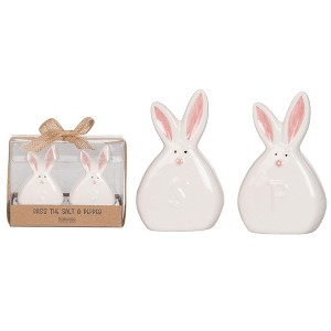 Transpac Ceramic Easter Bunny Tail Salt and Pepper Set of 2 Home Decorations Easter - 1 of 1