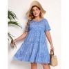 Coolmee Womens Summer Maxi Dress Plus Size Casual  Short Sleeve Ruffle Tiered V Neck Swing Long Sundress - 2 of 4