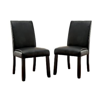 Set Of 2 Lanbert Leatherette Padded Side Chair Dark Walnut - Homes ...