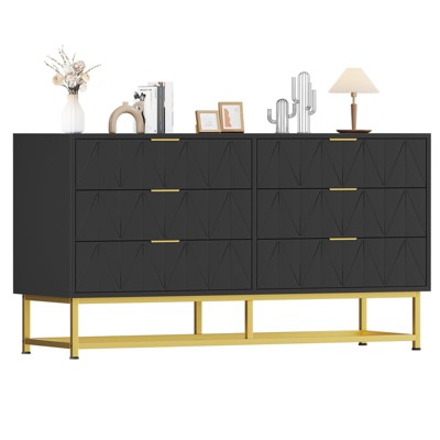 6 Drawer Dresser for Bedroom with Metal Legs, Storage Chest Cabinet Organizer for Living Room, Hallway, Entryway