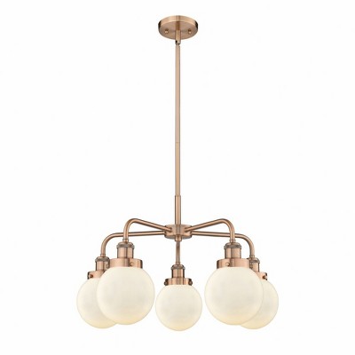 Beacon - 5 Light Stem Hung Chandelier In Art Deco Style-15.13 Inches Tall and 24 Inches Wide