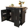 Gulches Black Rolling Kitchen Island with Drop Leaf - Storage Cart with 3-Tier Pull-Out Organizer, Internal Racks, 2 Drawers - 4 of 4