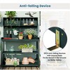 SKRAN 65" Wooden Farmhouse Outdoor Potting Bench Table, Patio Workstation, Garden Potting Bench with 4 Storage Shelves and Side Hook, Forest Green - 4 of 4