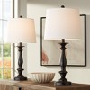 Regency Hill Rustic Traditional Table Lamps 26" High Set of 2 Dark Bronze Metal Candlestick White Drum Shade for Bedroom Living Room House Bedside - 2 of 4