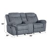 Vynxaria 2-Tone Gray Velvet Motion Loveseat with Glider and Recline, Pocket Coil Cushions, Central Console (Cup Holders/USB/Storage) - 2 of 4