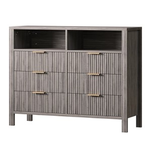 6 Drawer Dresser, Wide Modern Wood Box Drawer for Bedroom with 2 Shelves, TV Stand, Wood Drawer Organizer - 1 of 4