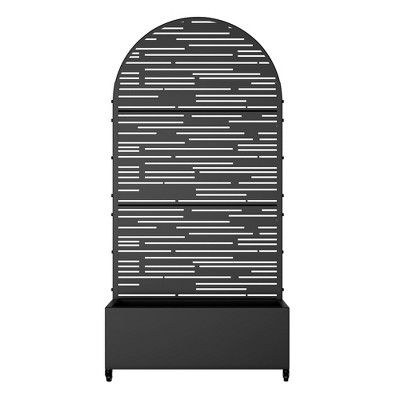 PexFix 72" x 35" Tall Wrought Iron Garden Arched Trellis with Planter Box Black Outdoor Plant Support for Climbing Flowers Vines Patio Yard Decor