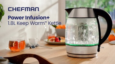 Chefman 1.8L Stainless Steel Glass Electric Kettle with Tea Infuser