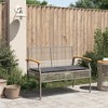 vidaXL Patio Bench with Cushion Gray Poly Rattan Acacia Wood - 3 of 4