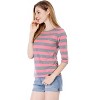 INSPIRE CHIC Women's Elbow Sleeves Boat Slim Fit Casual Stripe Animal Print Multi Floral Pattern T-Shirt - 3 of 4